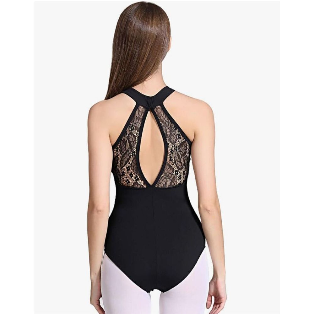 Chic Black Lace Detail Women's Bodysuit
